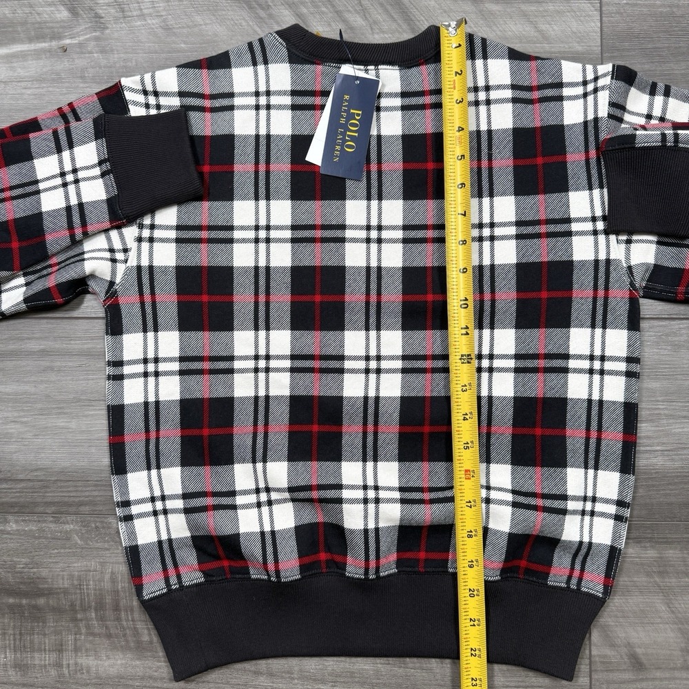 Polo Ralph Lauren Women's Polo Bear Plaid Sweatshirt Black Size XS NWT - Picture 9 of 11